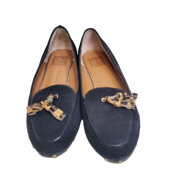 DV By Dolce Vida Molly Black Suede Calf Hair Tassel Loafers Size 7.5 - Picture 3 of 8